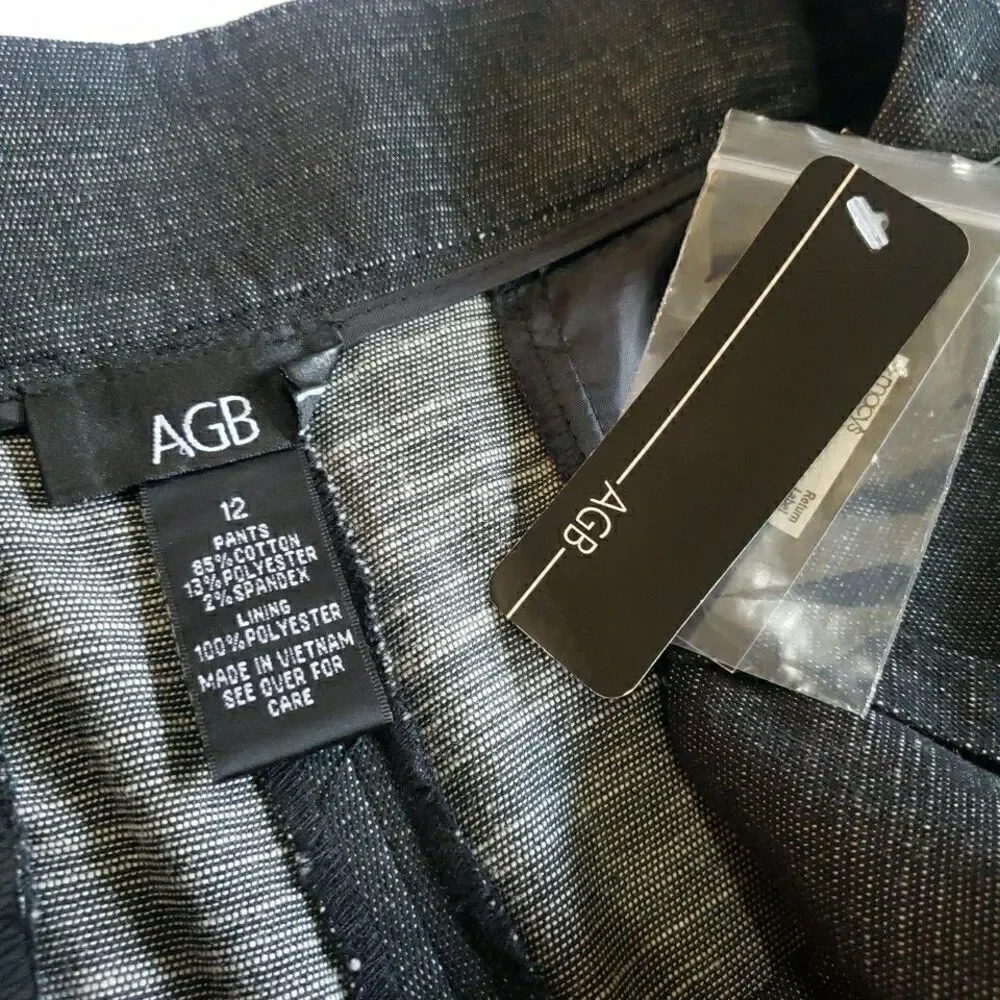 NWT AGB Black Dress Pants Stretch Career wear Office Workwear Women's 12 36x30